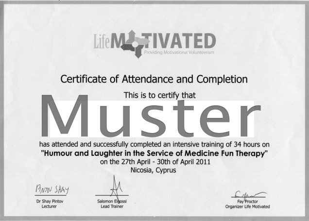 Fortbildungsbescheinigung zum Medical Clown_geschwärzt