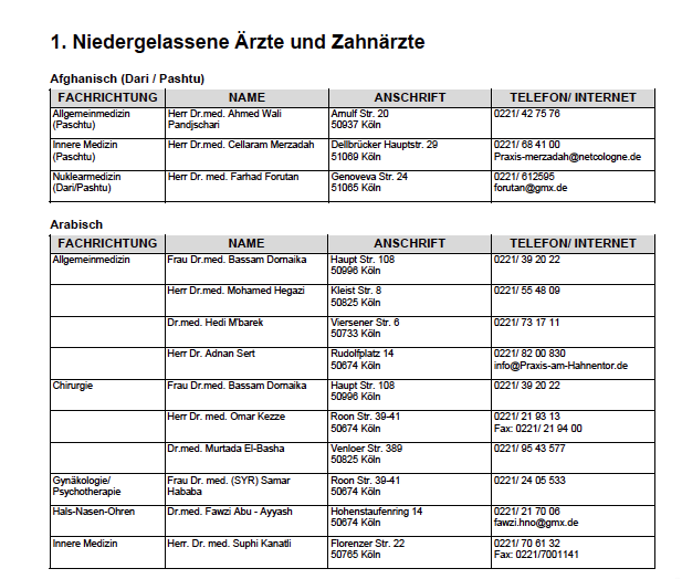 Kölner Gesundheitswegweiser für Migranten