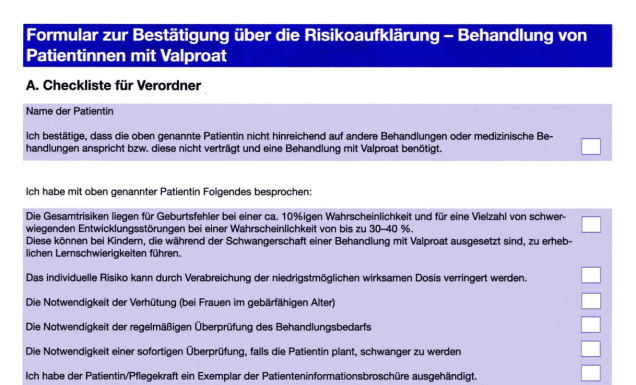 Valproat Aufklärungsbogen